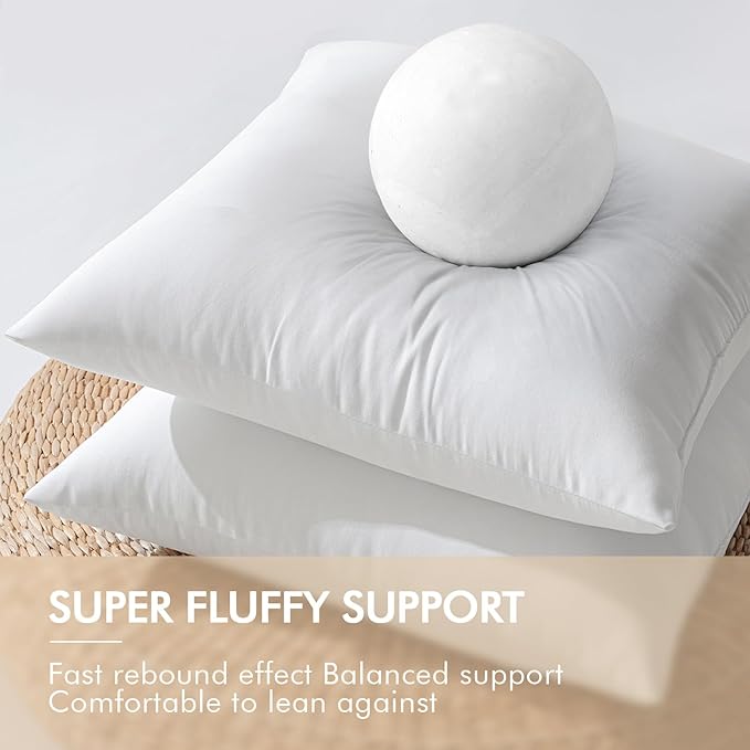 MIULEE Pack of 2 18x18 Inch Outdoor Pillow Inserts Waterproof Decorative Throw Pillow Insert, Square Lumbar Garden Pillow Form for Patio Sofa Couch