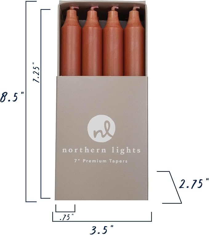 Northern Lights Candles - 7" 12pk Tapers - Terra Cotta - 71727