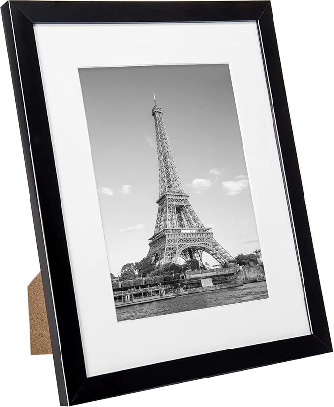 upsimples 8.5x11 Picture Frame Set of 10, Display Pictures 6x8 with Mat or 8.5x11 Without, Multi Photo Frames Collage for Wall or Tabletop Display, Black
