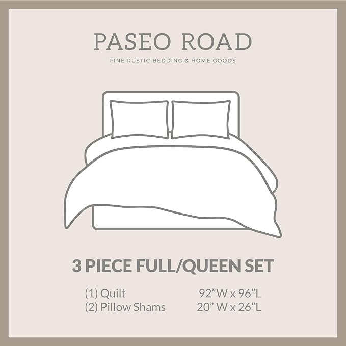 Paseo Road Rushmore 3 Piece Quilt Set with Pillow Shams, Queen Size, Cotton Reversible Luxury Bedding, Southwestern Rustic Style Bed Set, 1 Quilt and 2 Pillowcases