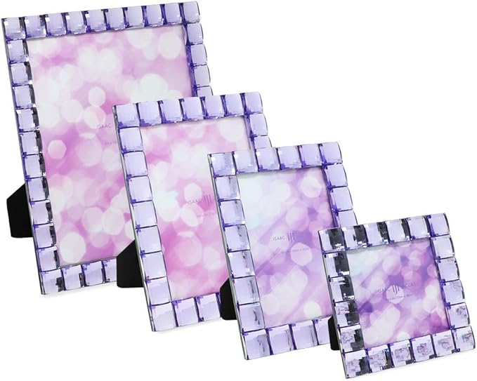 Isaac Jacobs Decorative Sparkling Light Purple Jewel Picture Frame, Photo Display & Home Décor (4x6, Light Purple)