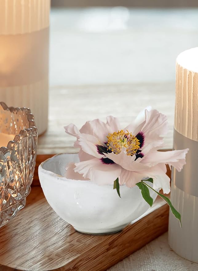 Serene Spaces Living Set of 4 Extra Small Free-Form Edge Glazed Ceramic Bowl, Wedding Planners, Event Stylists, Home Decor, Restaurant Tablescapes, 4" Diameter, 2.25" Tall