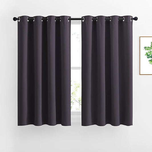 NICETOWN Bedroom Blackout Curtains and Drapes 54" L - Window Treatment Thermal Insulated Solid Grommet Blackout Draperies for Home Office (Greyish Purple, 2 Panels=92" Wide)