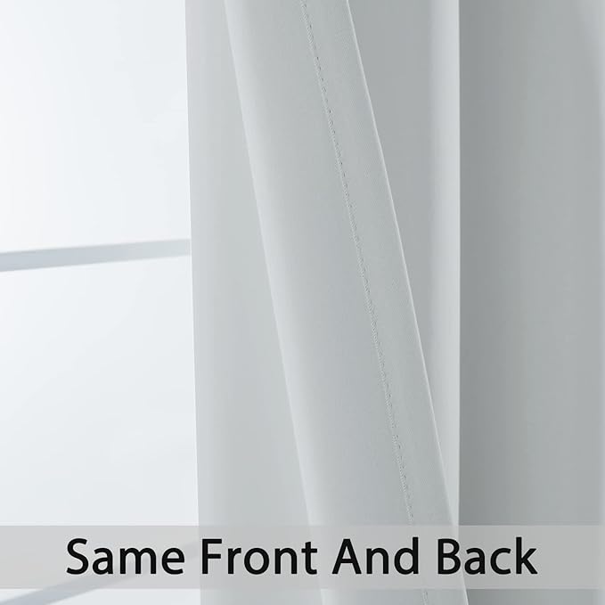 Yakamok Wide Thermal Blackout Patio Door Curtain Panel,Greyish White Grommet Sliding Door Insulated Curtains, Extra Wide Curtains for Sliding Glass Door,Greyish White, W52 x L84, 1 Panel