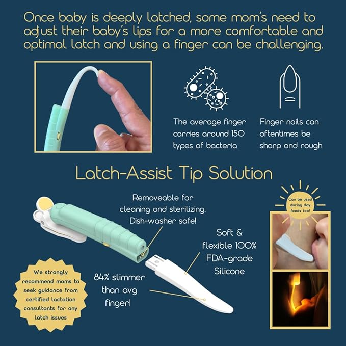 – Wearable Baby Night Light for Breastfeeding & Bottle Feeding | Dimmable Amber Glow | Melatonin-Friendly | Glow-in-The-Dark for Easy Locating | Silicone Tip Aids Latch Adjustments