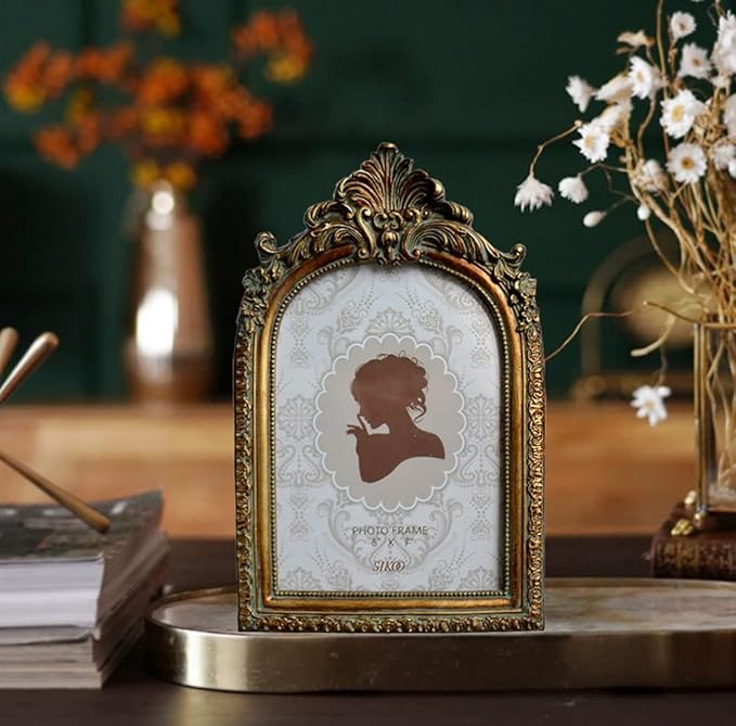 SIKOO Vintage 5x7 Picture Frame Antique OrnateTable Top and Wall Mounting Photo Frame with High Definition Glass Front for Home Decor, Photo Gallery, Art,Bronze Gold (5x7)