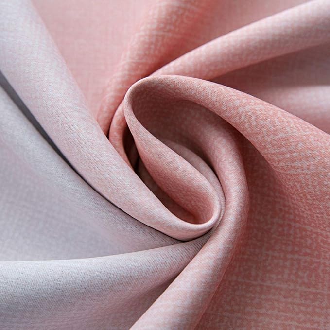 FANLI Ombre Rainbow Blackout Curtains for Kid Girls Bedroom Living Room Darking Stripe Double Layer Star Cut Out Wall Home Decor Gradient Grommet Window Curtains (Pink/Grey, 52W x 72L)