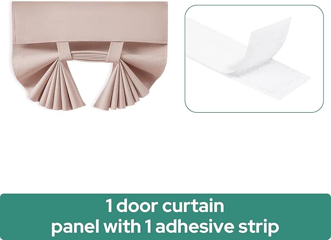 HOMEIDEAS 100% Blush Pink Linen Blackout French Door Curtains, Privacy Door Window Curtains, 30 X 40 Inch Room Darkening Blinds, Thermal Insulated Shades for Bedroom, 1 Panel