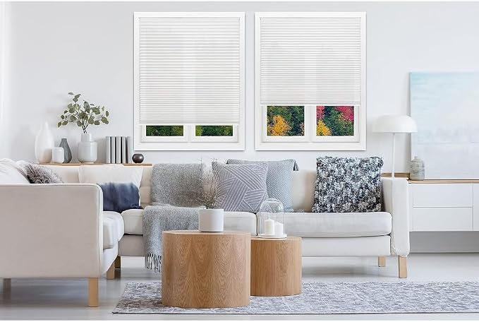 Redi Shade No Tools Easy Lift Trim-at-Home Cordless Pleated Light Filtering Fabric Shade White, 30" W x 64" L, (Fits windows 19 in - 30 in)