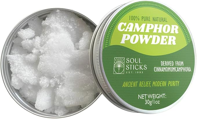 SOUL STICKS Natural Camphor Powder,Pure Camphor for Aromatherapy & Puja - Alcanfor en Bloques, Alcanfor en Bolitas, Kapoor for Pooja (30 Grams (Powder))