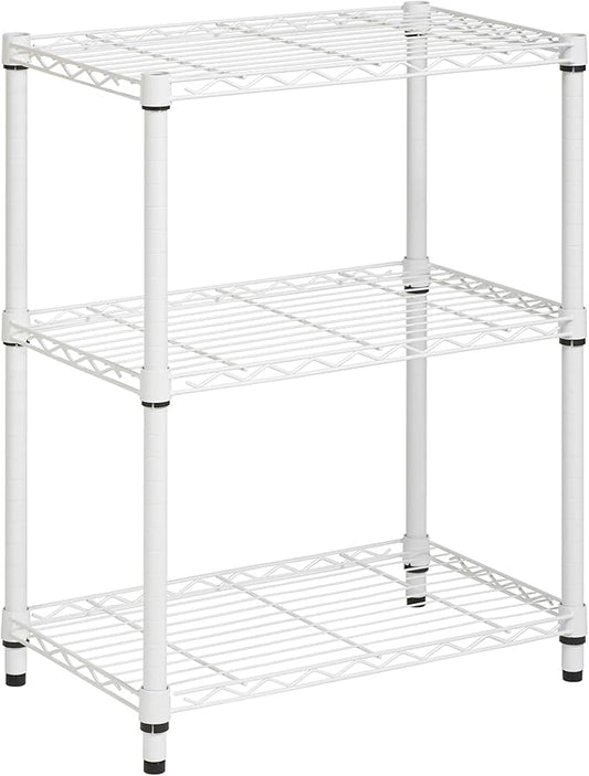Honey-Can-Do 3-Tier Heavy-Duty Adjustable Shelves, Metal Storage Rack with 250-lb Shelf Capacity, White, 14" W x 24" L x 30" H