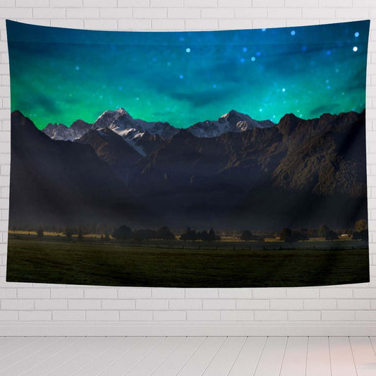 Mountain Tapestry For Bedroom Mount Cook And Lake Matheson New Zealand With Milky Way Tapestries Wall Hanging For Living Room Dorm Office 60×50 In
