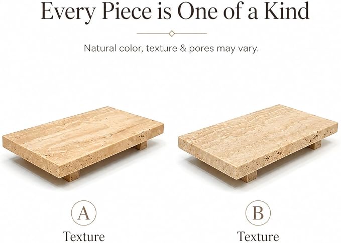 Travertine Vanity Riser for Soap & Perfume 9.84 in | Pedestal Tray for Jewelry and Candles, Decorative Bathroom Counter Dresser Decor