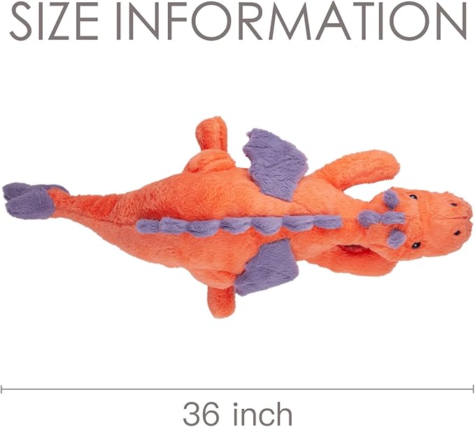 ARELUX Large 36in Cute Dragon Stuffed Animals Plush Toy Soft Orange Pterosaur Plushie Giant Fuzzy Dinosaur Pillow Plushies with Wings Cuddly for Friends Family Member
