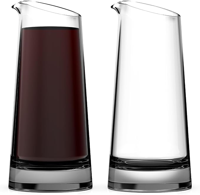 NUTRIUPS 11 oz Hand-blown Mini Carafe, Individual Glass Wine Carafe for Single Serving, Set of 2