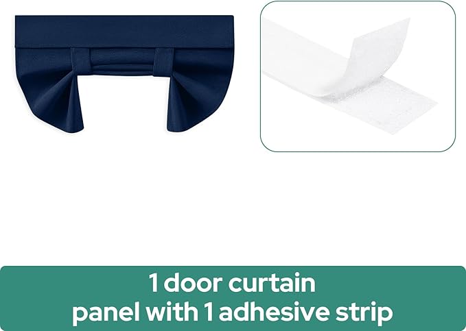 HOMEIDEAS 100% Linen Blackout French Door Curtains, Privacy Small Door Window Curtains, 26 X 20 Inch Shades for Front Window, Thermal Insulated Covering, 1 Panel, Navy