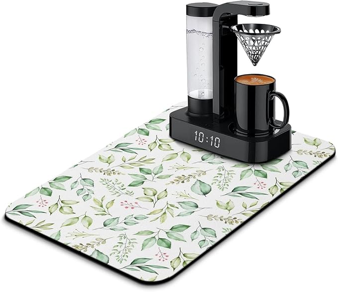 Fun Coffee Mat 23inx15in,Coffee Bar Mat for Countertops,Absorbent Hide Stain Anti-Slip Coffee Bar Accessories Fit Under Coffee Machine Mat,dish Drying Mats for Kitchen