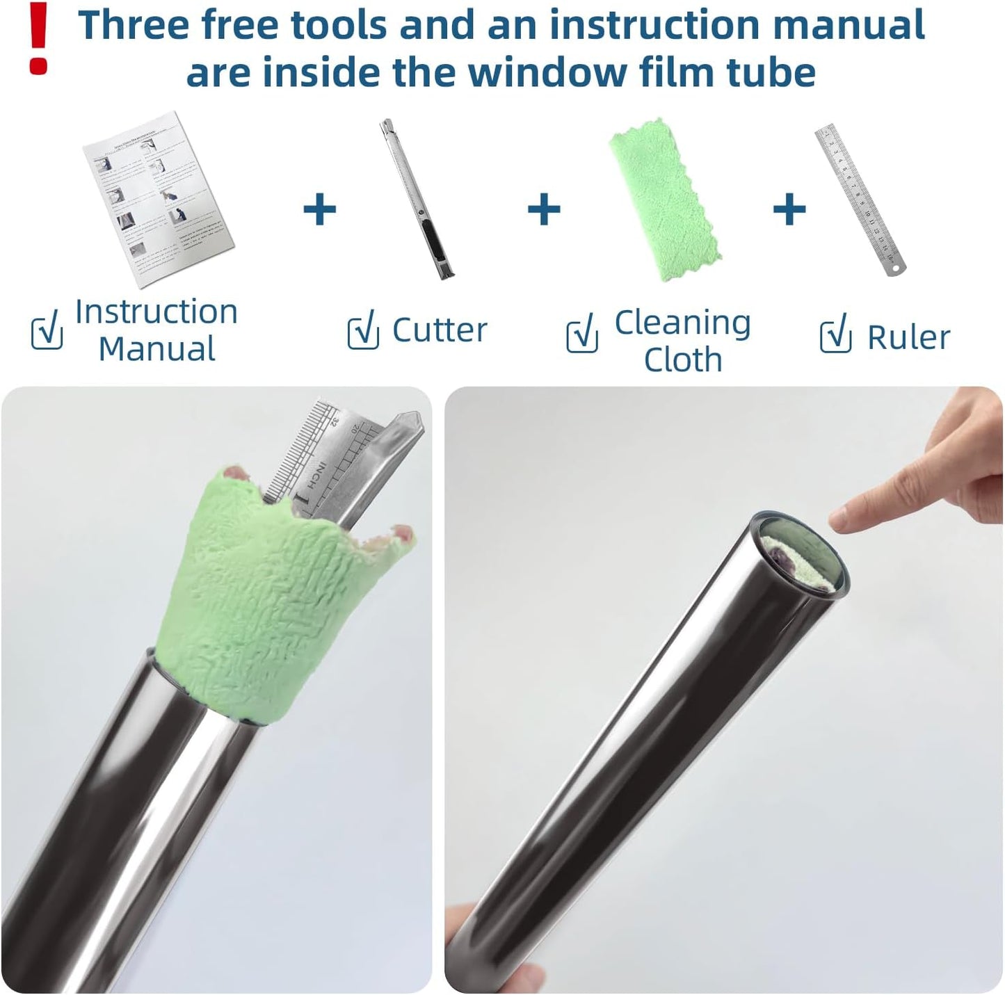 DUOFIRE One Way Window Film Privacy See Out Not in Heat Blocker Tint Reflective Mirror Tinting Film for Home Static Cling Anti-UV Sun Blocking Window Covering（Dark Silver, 35.4x78.7in）