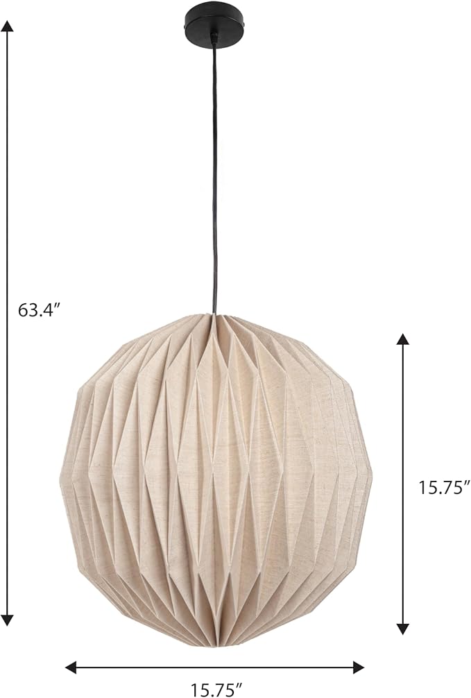 JONATHAN Y 15.75" Natural 1-Light Paper Pendant Light, Modern Vintage Honeycomb Orb Shade Hanging Lantern for Dining Room, Scandinavian Minimalist, LED Bulb Included JYL9101B