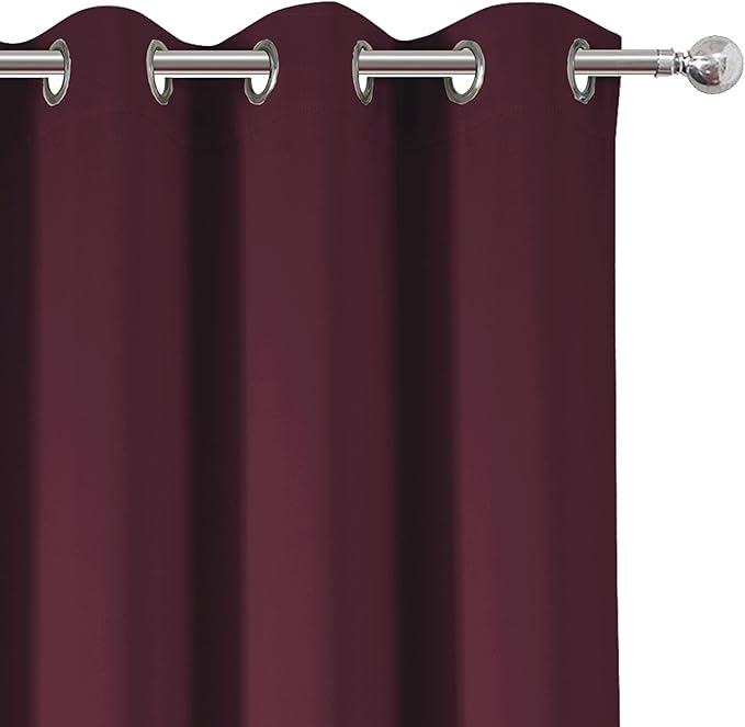 LEMOMO Burgundy Red Blackout Curtains/42 x 72 Inch/Set of 2 Panels Room Darkening Curtains for Bedroom