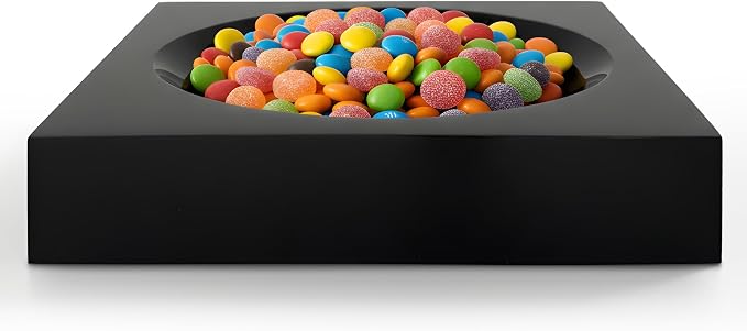 Black Acrylic Catchall Tray - Decorative Jewelry Dish & Vanity Organizer for Keys, Rings, Earrings | Modern Minimalist Home Decor for Dresser, Nightstand, Entryway