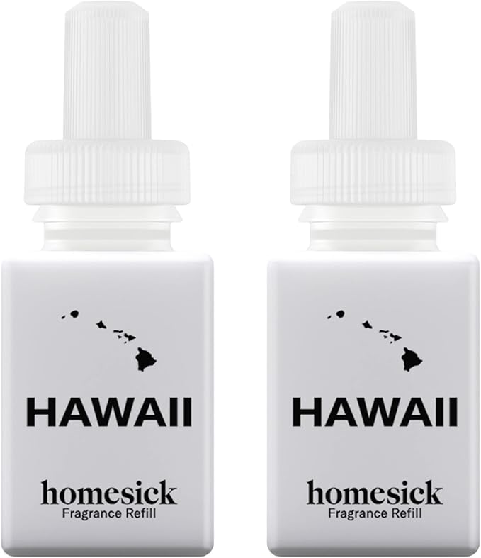 Pura & Homesick Home Scent Refill - Smart Home Air Diffuser Fragrance - Long-Lasting Luxury Scent per Refill - Clean Diffuser Fragrance - Household Essential - 2 Pack, Hawaii