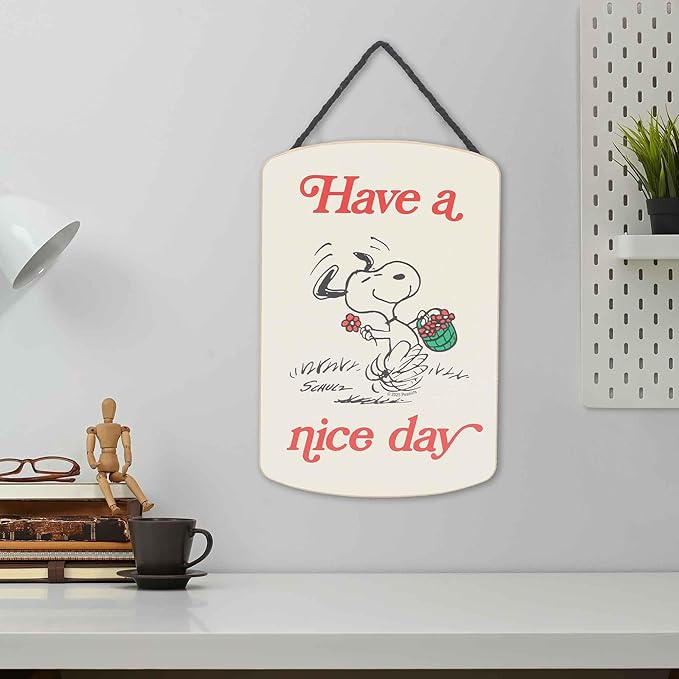 Peanuts Snoopy Have A Nice Day Hanging Wood Wall Decor - Fun Snoopy Sign for Home - Great Gift Idea