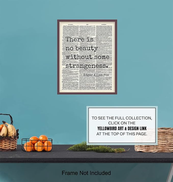 Edgar Allan Poe Gothic Art LARGE 11x14 - Retro Goth Wall Decor for Home, Office, Living Room, Bedroom, Bathroom - Famous Quotes Typography Wall Art for Poetry Fans, Vintage Horror Fans - Unframed