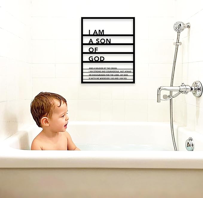Metal Teen Boy Room Wall Decor I Am a Son of God Wall Art Sign for Boys Bedroom Playroom living Room Bathroom Motivational Sculptures Black