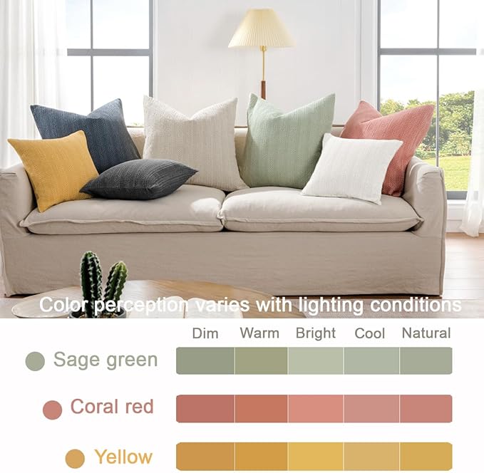 Sage Green Pillow Covers 18x18 Boho Throw Pillow Covers Set of 2 Decorative Pillow Shams Stone Washed Cotton Pillowcase for Couch Sofa Chair Bed Car