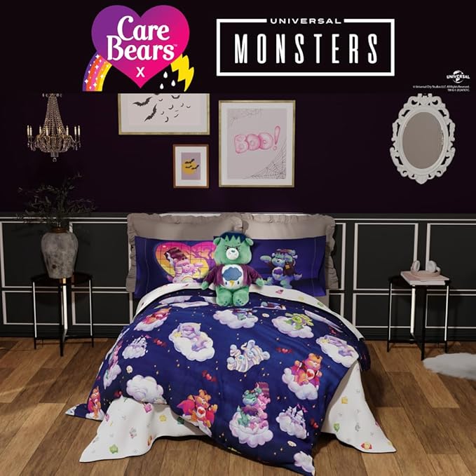 Care Bears x Universal Monsters Grumpy Bear Frankenstein Monsters Halloween Bedding Super Soft Cozy Decorative Cuddle Pillow, (Officially Licensed Product) By Franco Collectibles