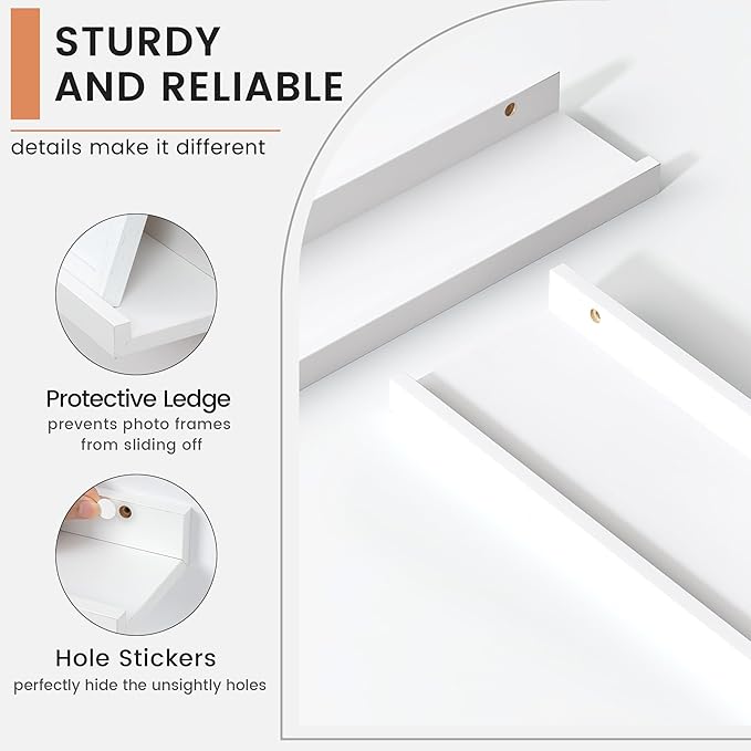 FLYJOE Floating Picture Ledge Shelves for Wall Set of 4, 56 Inch Wall Shelves with Lip Long Large Nursery Book Shelf for Toys Storage Kids Bookshelf Wall Mounted Living Room Bedroom Decor Frames