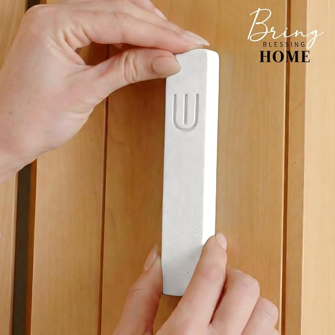 SURI Mezuzah for Door with Scroll – 7 Inch Modern Mezuzah Case with Non Kosher Scroll Included, Fits up to 6” Scroll, Easy Adhesive Installation, Gift Box Included