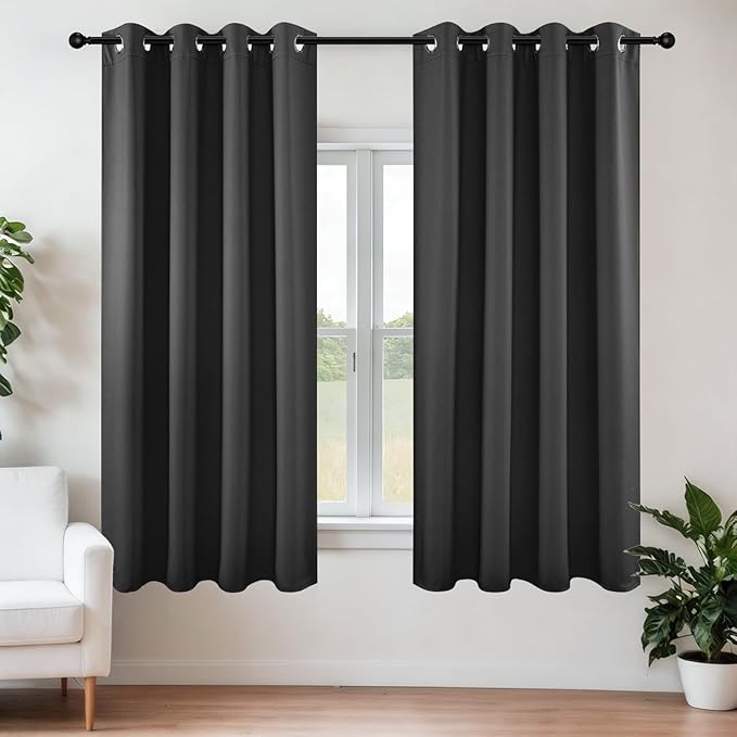 Joydeco Blackout Curtains 45 Inch Length 2 Panels Set, Thermal Insulated Long Curtains& Drapes 2 Burg, Christmas Drapes for Living Room Bedroom Window
