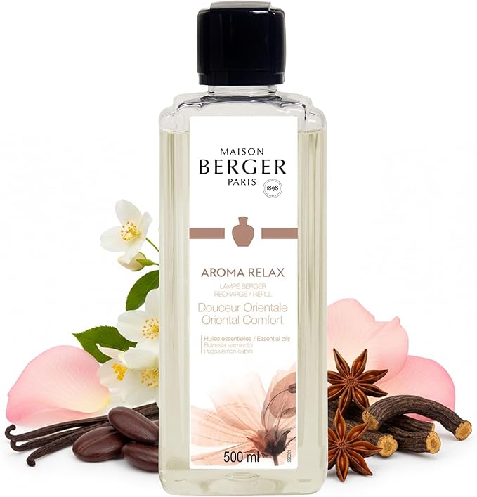 Maison Berger Oriental Comfort Lampe Berger Refill, 500 ml (16.9 fl oz), 2-in-1 Catalytic System, Neutralizes Odors and Diffuses Fragrance, Star Aniseed, Liqourice, Jasmine, Rose, Made in France