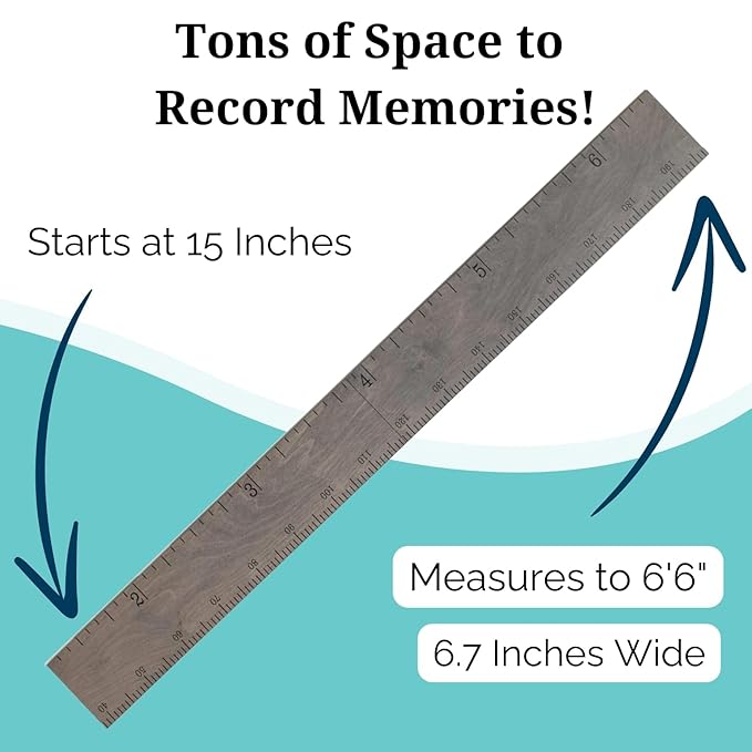Headwaters Studio Growth Chart for Wall - Height Chart for Kids, Growth Chart for Kids, Measuring Board for Kids Height, Wooden Growth Chart for Wall, Height Measurement for Wall - Gray (6.7" to 6.5")