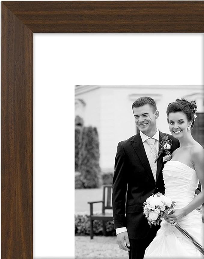 Americanflat Set of 7 Picture Frames with Shatter-Resistant Glass - Gallery Wall Frame Set with One 11x14, Two 8x10 and Four 5x7 Frames - Signature Collection - Walnut