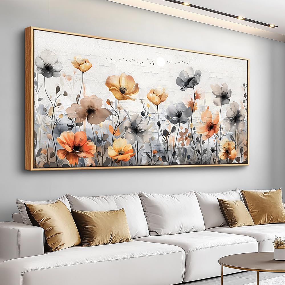 ZUITINGHUA Wood Framed Canvas Wall Art For Living Room Large Wall Decor For Office Bedroom Decorations Flowers Landscape Pictures Farmhouse Paintings Artwork Aesthetic Mural Home Decor 30x60 In