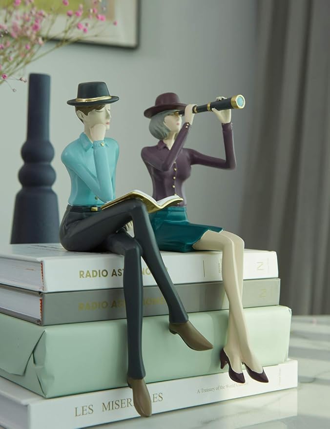 HAUCOZE Man Figurine Statue Reading Art Sculpture Modern Home Decor Gift for Living Room Bedroom Office Polyresin 9.1 Inch