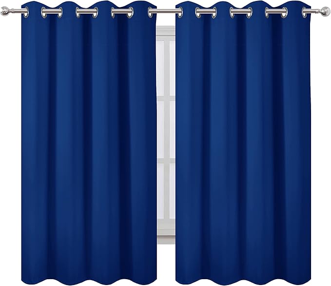 LEMOMO Royal Blue Blackout Curtains 66 x 63 Inch Length/Set of 2 Curtain Panels/Thermal Insulated Room Darkening Blackout Curtains for Bedroom