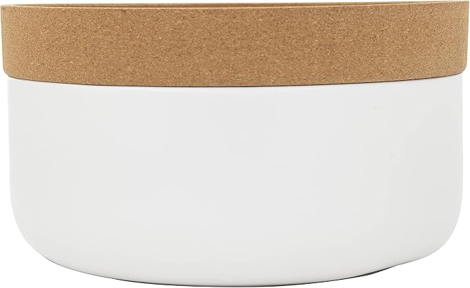 Kamenstein 2 Compartment Large Bowl Extends Produce Freshness, 11 x 11 x 6 Inch, Natural Cork and White Ceramic