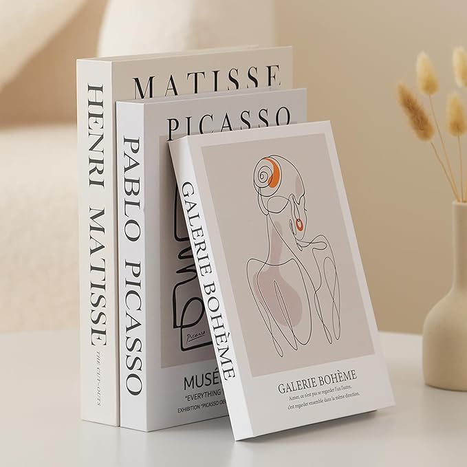 Set of 3 Decorative Books for Home Decor,Stylish Fake Books for Decoration, Aesthetic Decor Books Set for Coffee Table,Bookshelf,Mantel,Living Room,Hotel,Villa Decor,Storage Box for Photos
