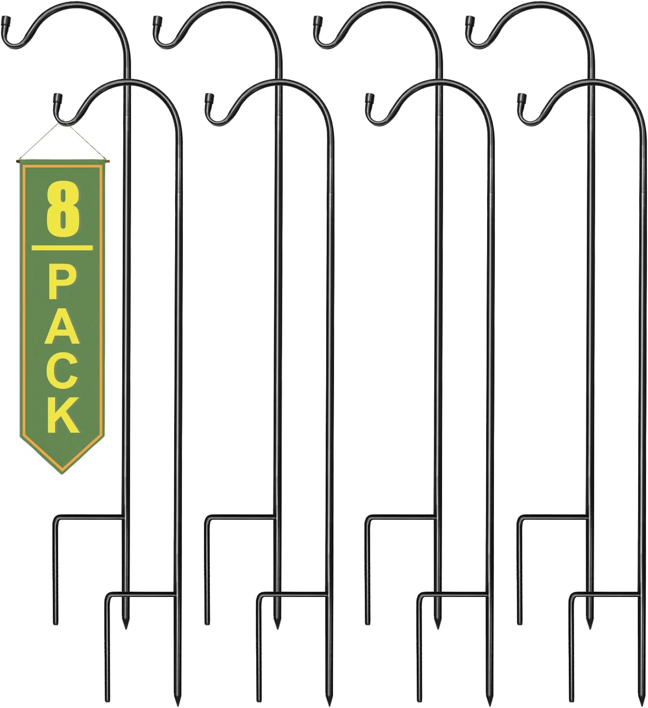 Sorbus Shepherds Hooks for Outdoor - Set of 8 Extendable Garden Planter Stakes for Bird Feeders, Outdoor Décor, Plants, Lights, Lanterns, Flower Baskets, and More! Heavy Duty - Up to 6.5 Lbs. (8 Pack)
