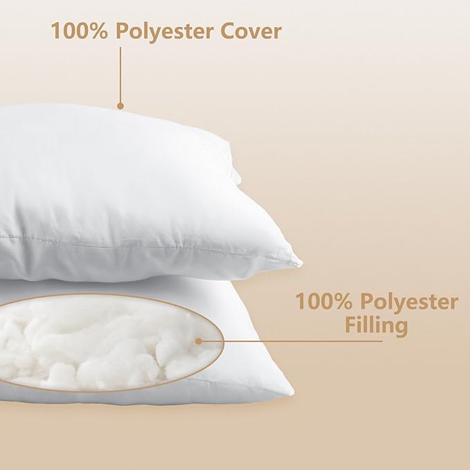 Obruosci Luxury Throw Pillow Inserts, Pack of 6, 16 x 16 inches Hypoallergenic Ultra Soft White Polyester Microfiber Durable Couch Cushion Fillers