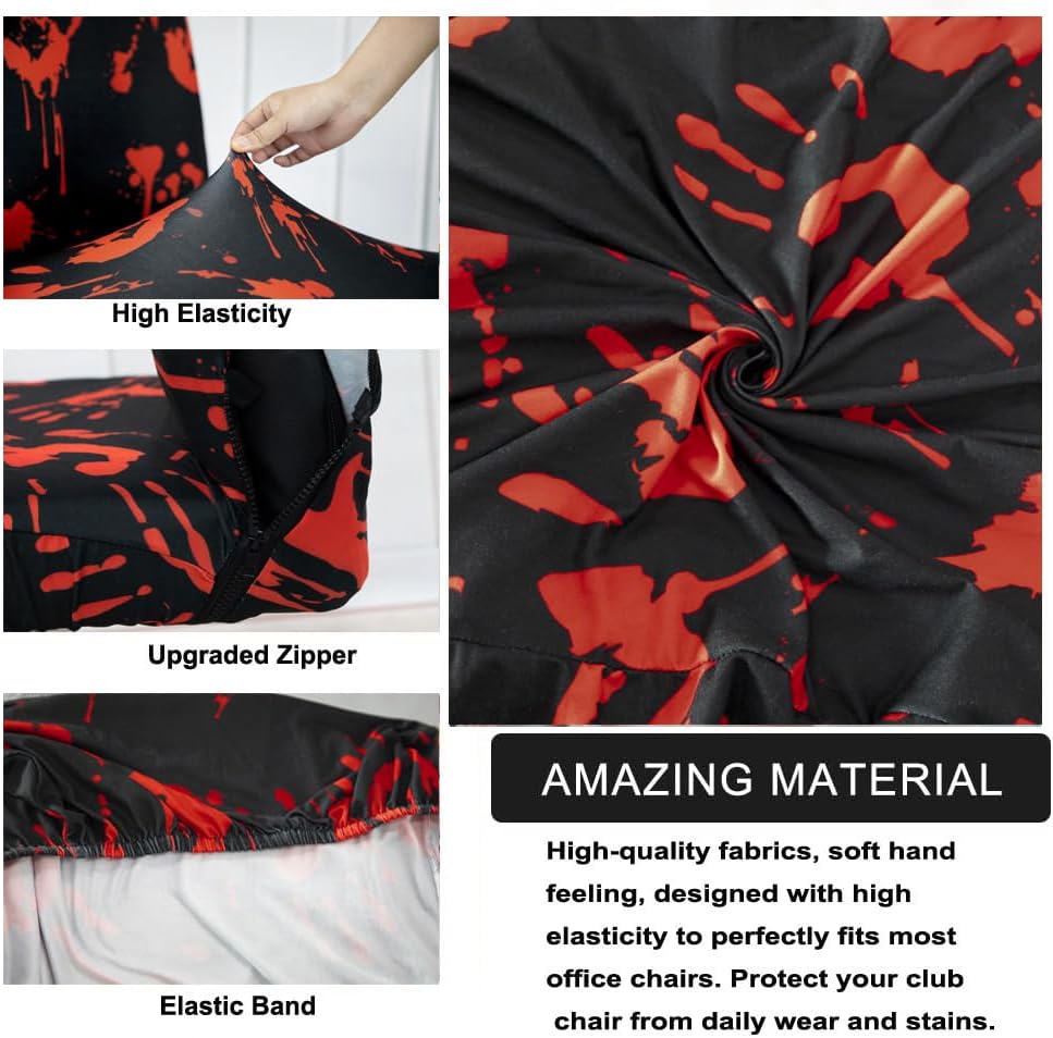 Halloween Office Chair Covers Bloody Handprints Footprints on Black Horror Theme Print Stretchable Slipcover for Modern Simplism Style High Back Boss Chair (No Chair) (L, Halloween04)…