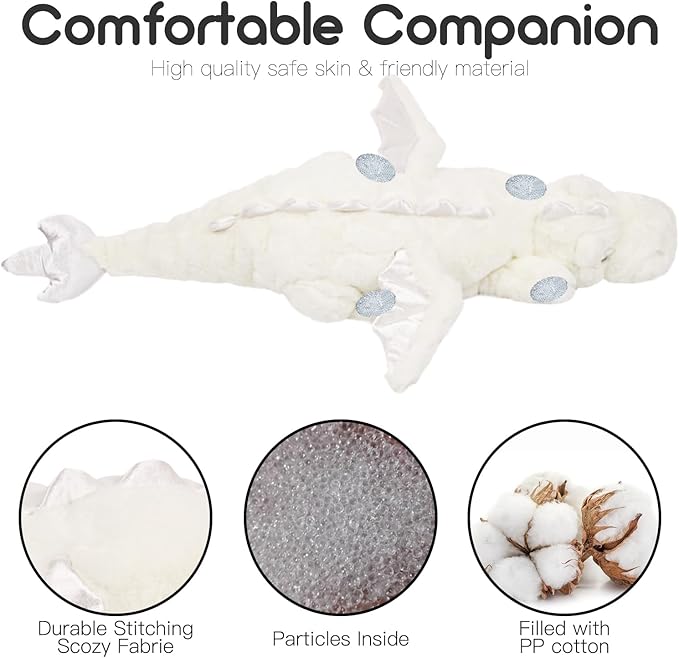 ARELUX Giant 50in 3Lb Big White Dragon Large Stuffed Animals Cute Plush Toy Fuzzy Jumbo Dinosaur Pillow Plushies with Wings Cuddly Soft Green Pterosaur Plushie for Friends Family Member