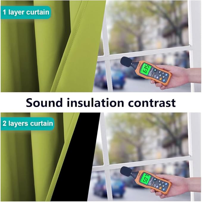 NICETOWN 100% Blackout Short Curtains with Black Liners, 2 Panels, 37" W by 60" L, Fresh Green, Solid Thermal Insulated Full Blackout 2-Layer Lined Drapes, Energy Efficiency Window Drapes for Bedroom