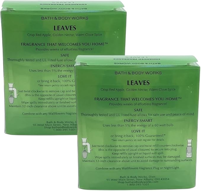 Bath & Body Works Slatkin WallFlower Bulb Refills - Leaves - Two Boxes, Four Bulbs!