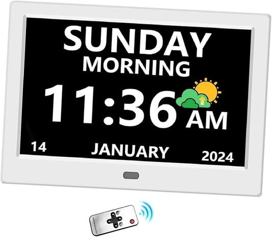 LXBYJKJ 11 Inch Digital Clock with Day and Date for Elderly Alzheimer's Clock Customizable Alarms 3 Display Modes Large Font Alarm Clock for Seniors Auto DST