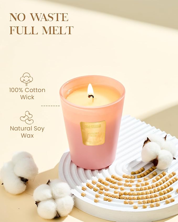 M&SENSE Garden Rose Soy Candle, 14.1oz, Romantic Anniversary Candle Gifts | 60H Long Burn, Non-Toxic, Bedroom Romance, Date Night, Stress Relief, Fancy Gifts for Women